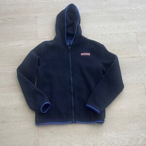 Vineyard Vines Kids Navy Fleece Hoodie with Blue Trim
